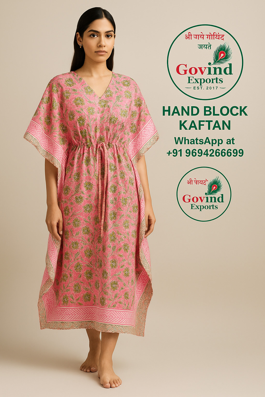 hand block kaftans by Govind Exports